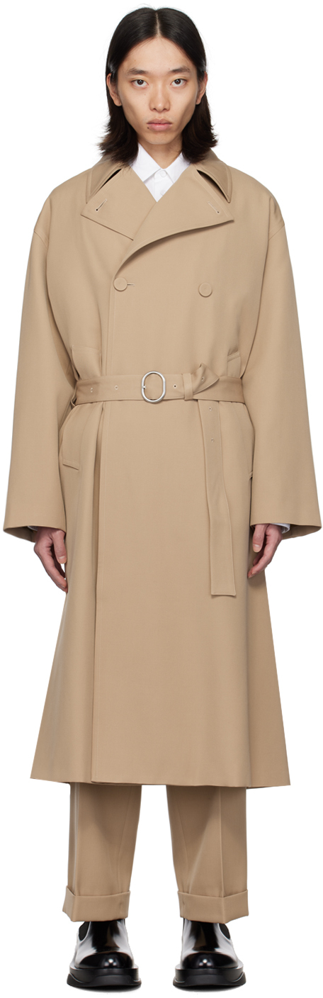 Jil Sander: ベージュ ベルト トレンチコート | SSENSE 日本