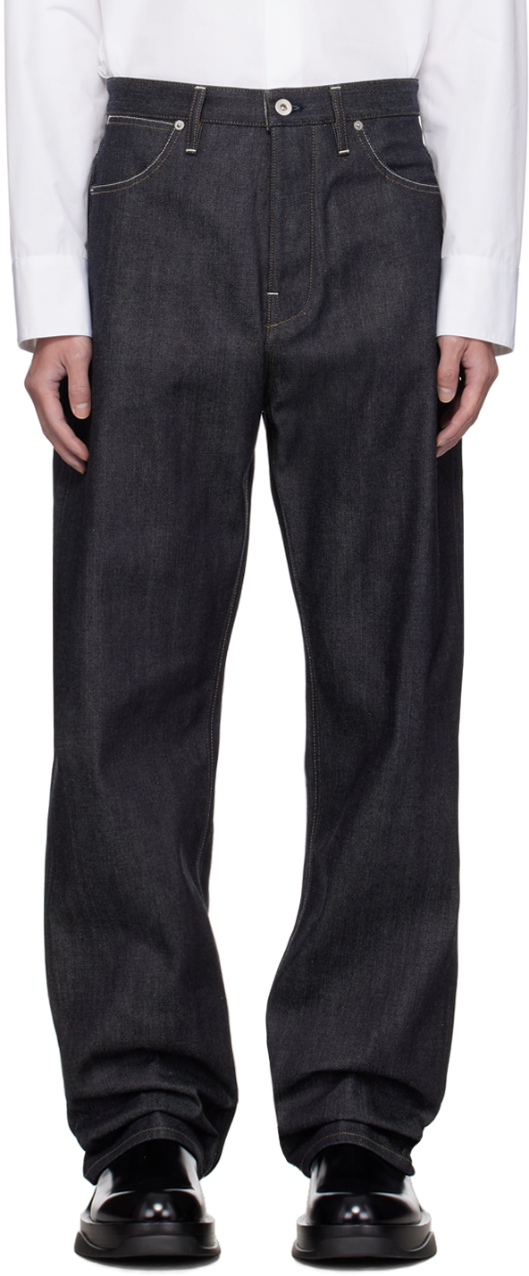 Shop Jil Sander Blue Loose-fit Jeans In 405 Dark Blue