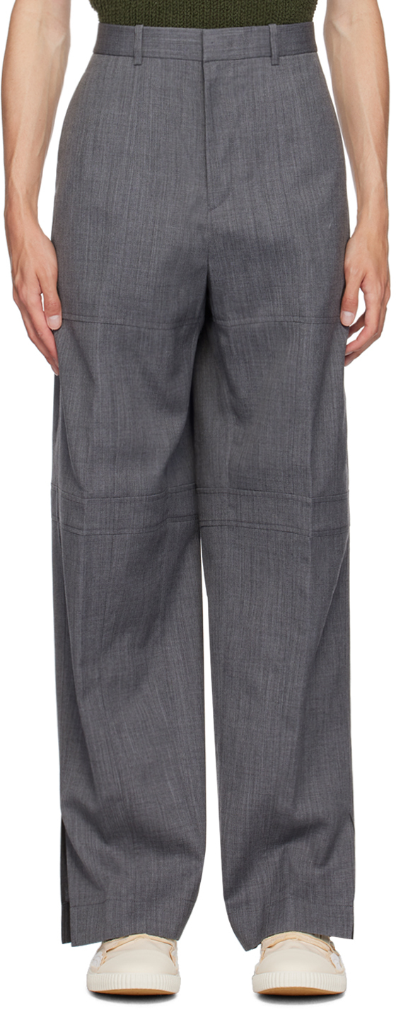 JIL SANDER GRAY VENTED TROUSERS 