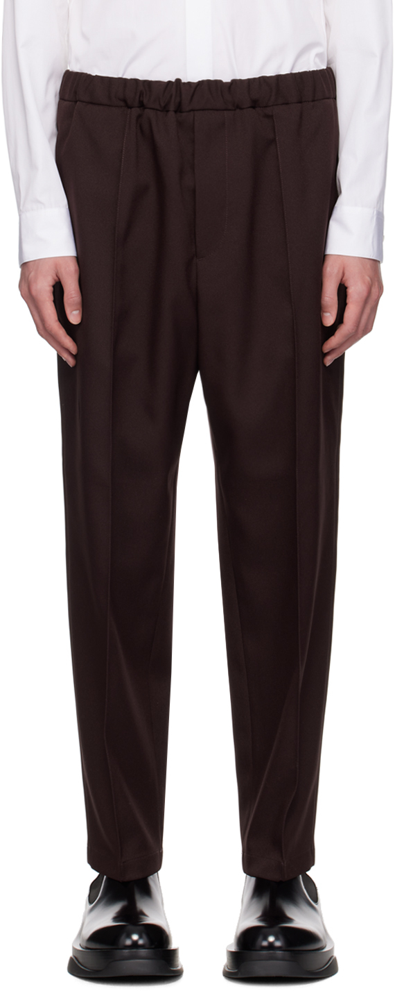 Shop Jil Sander Burgundy Tapered Trousers In 601 Chocolate Plum