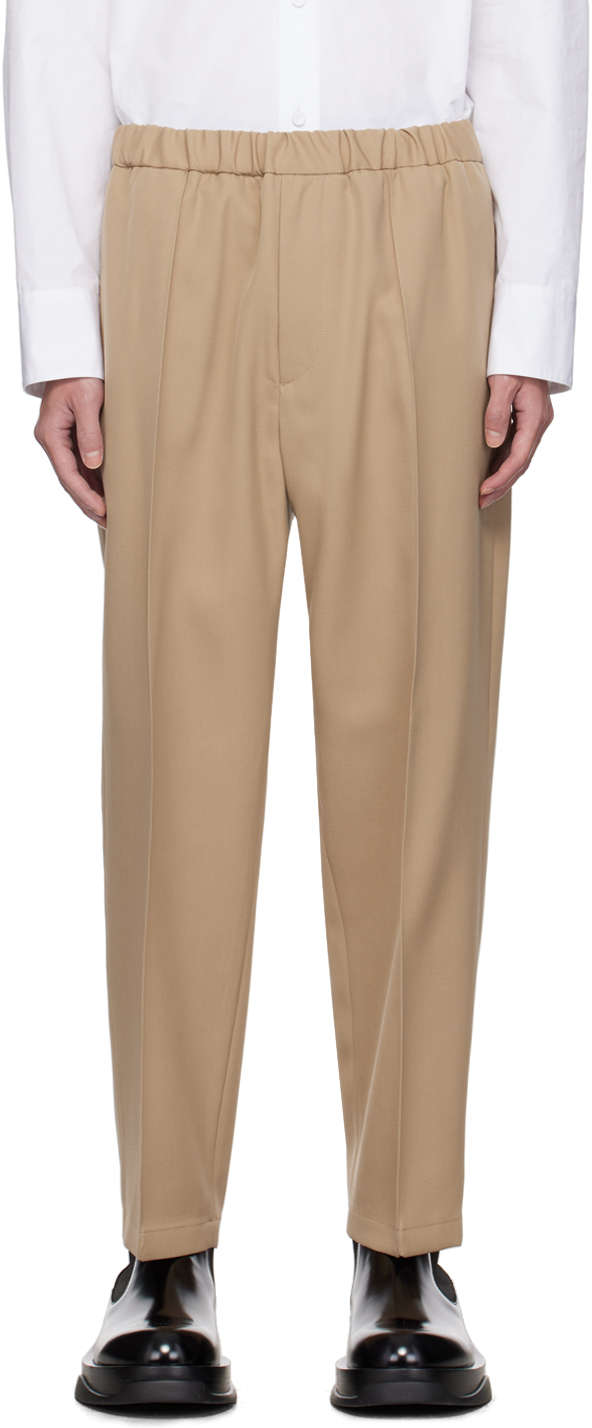 Shop Jil Sander Beige Tapered Trousers In 219 Clay