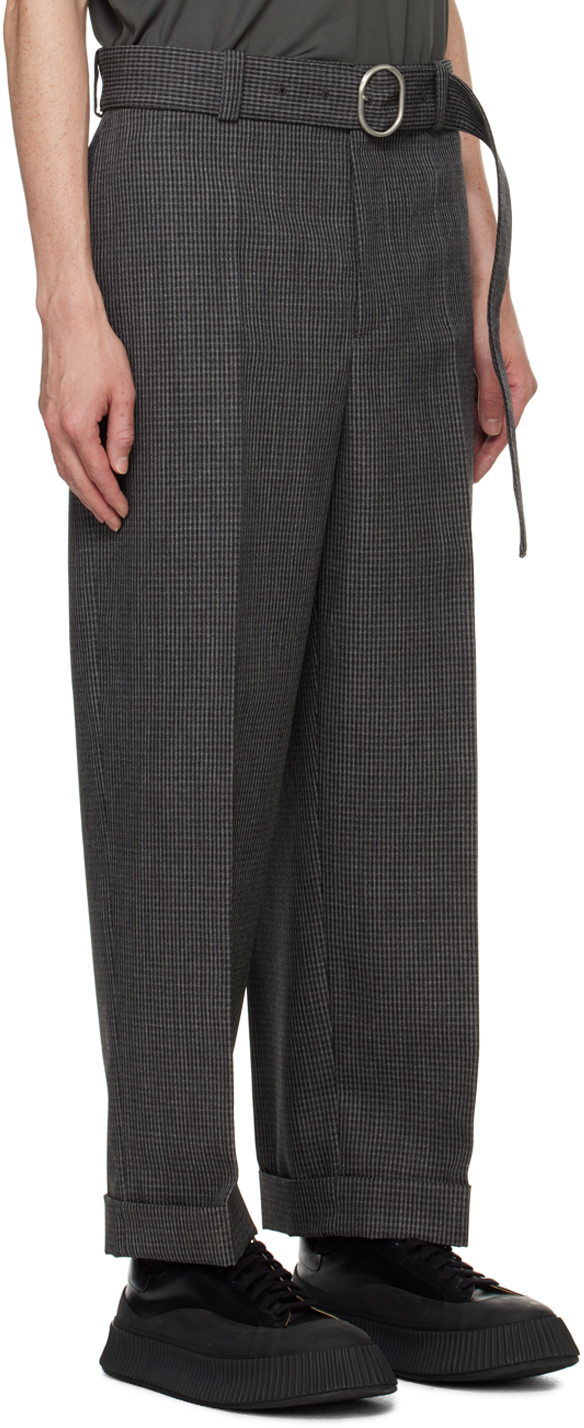 Shop Jil Sander Gray & Black Belted Trousers In 970 Dark Edge