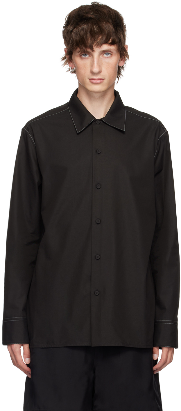 Shop Jil Sander Black Contrast Stitching Shirt In 001 Black