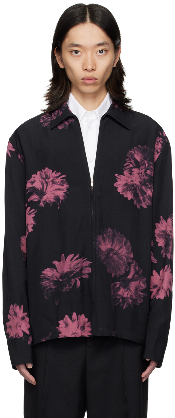 Shop Jil Sander Navy Floral Shirt In 486 Summer Kite