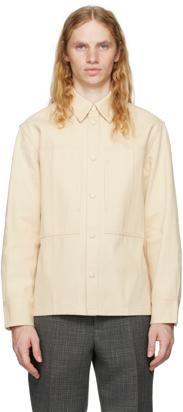 Shop Jil Sander Beige Sea Island Denim Jacket In 275 Alabaster