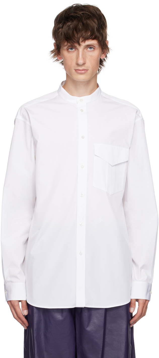 Shop Jil Sander White Band Collar Shirt In 100 White