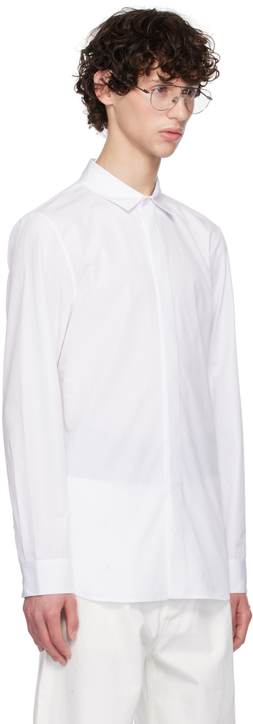 Jil Sander Tie Shirt With Button Cuffs And Pointed Collar In 100 White