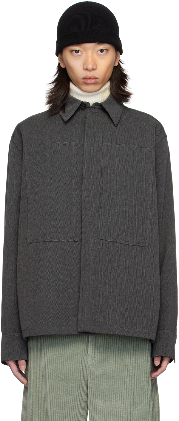 Shop Jil Sander Gray Virgin Wool Shirt In 036 Antracite