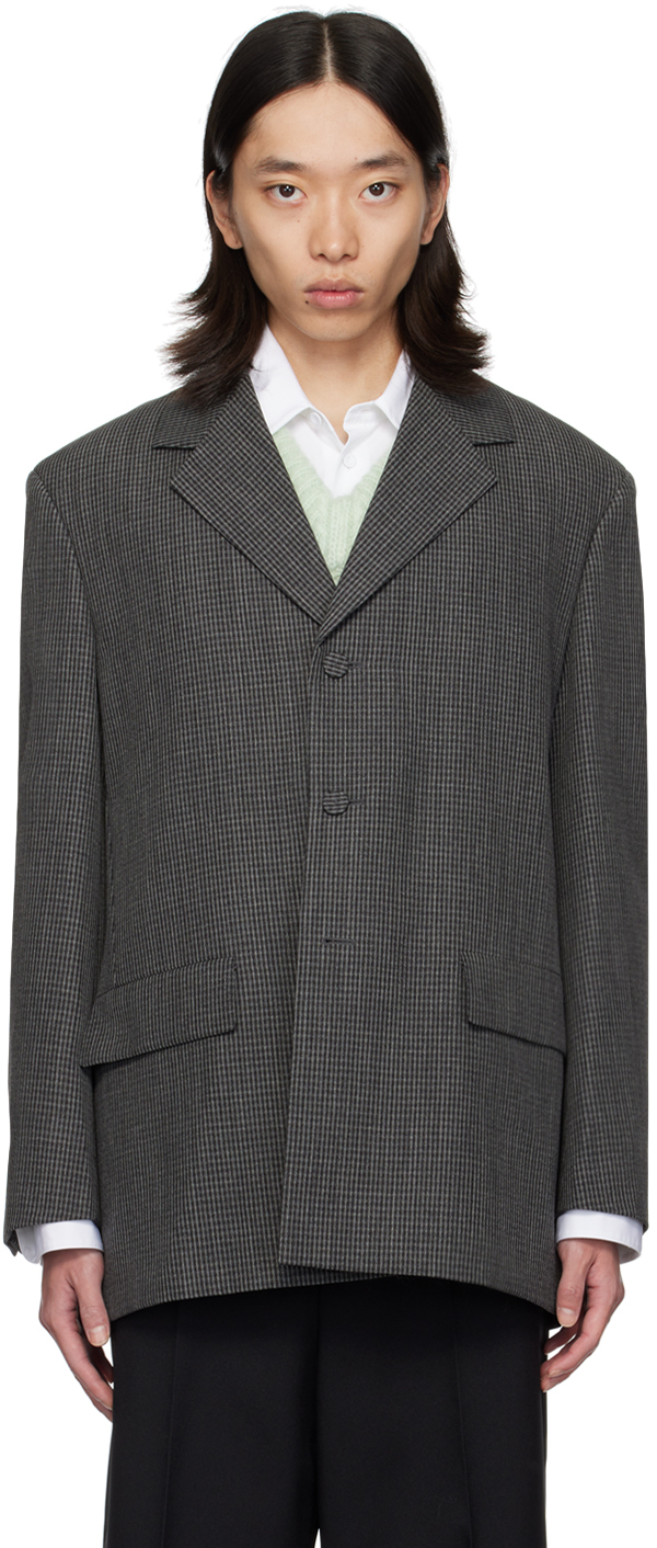 Shop Jil Sander Gray Check Blazer In 970 Dark Edge