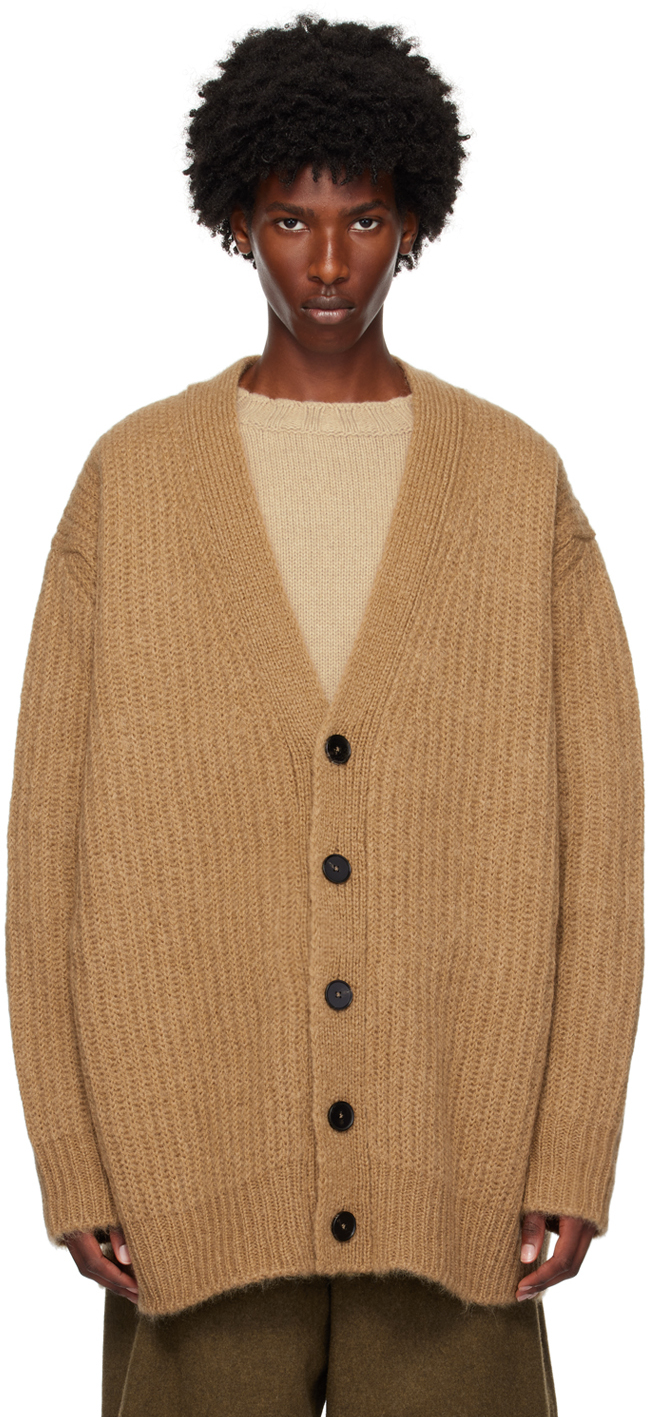 Shop Jil Sander Brown Mohair Cardigan In 216 Meadow