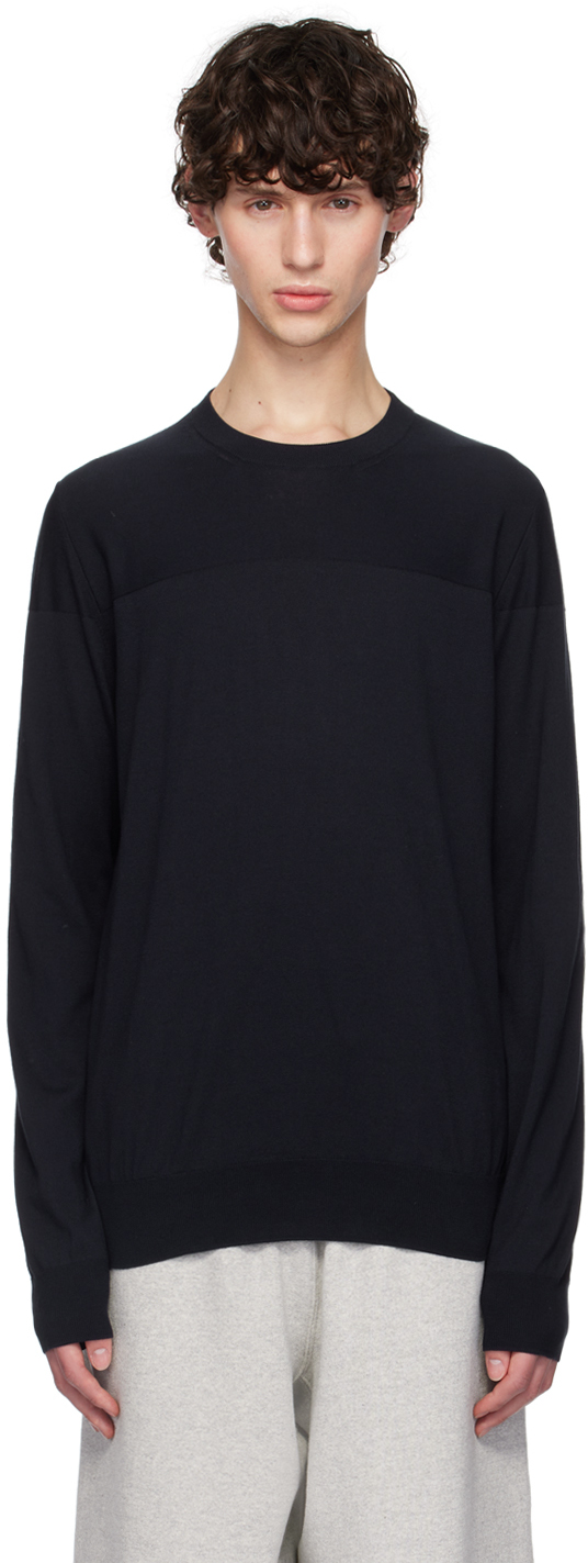 Shop Jil Sander Navy Crewneck Long Sleeve T-shirt In 401 Navy