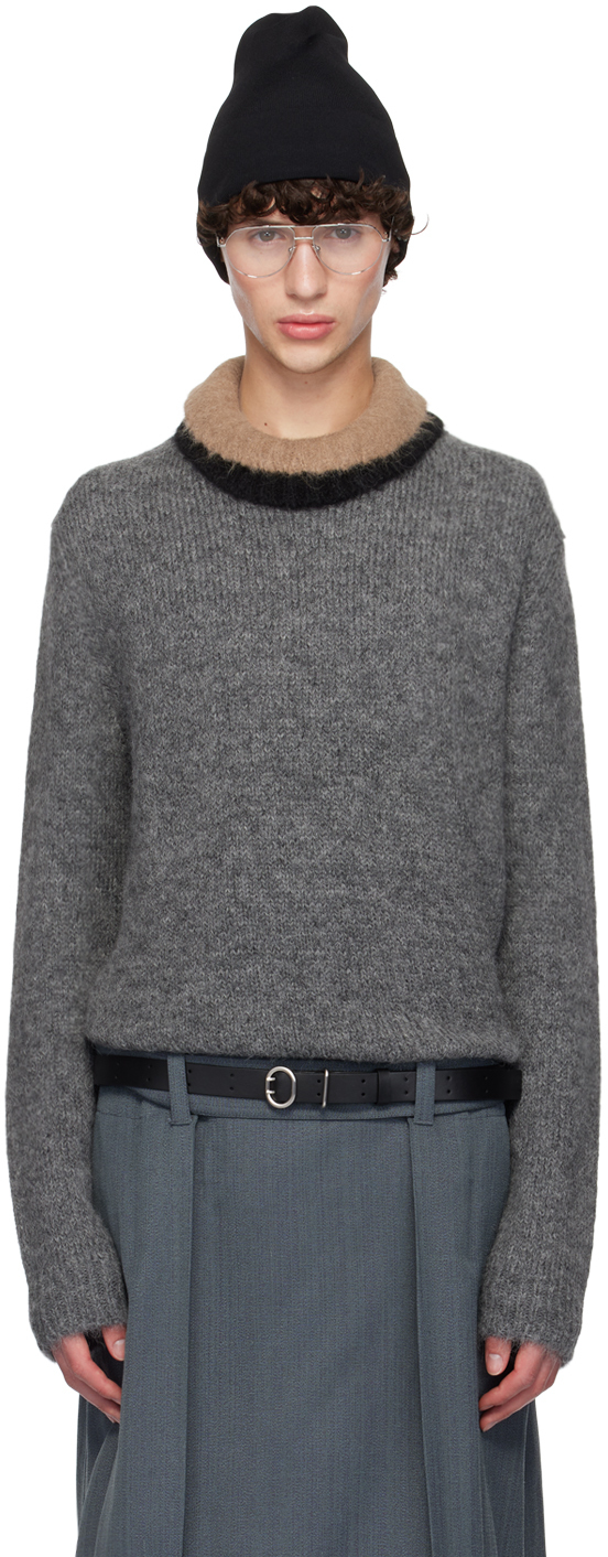 Shop Jil Sander Gray Crewneck Sweater In 021 Asphalt