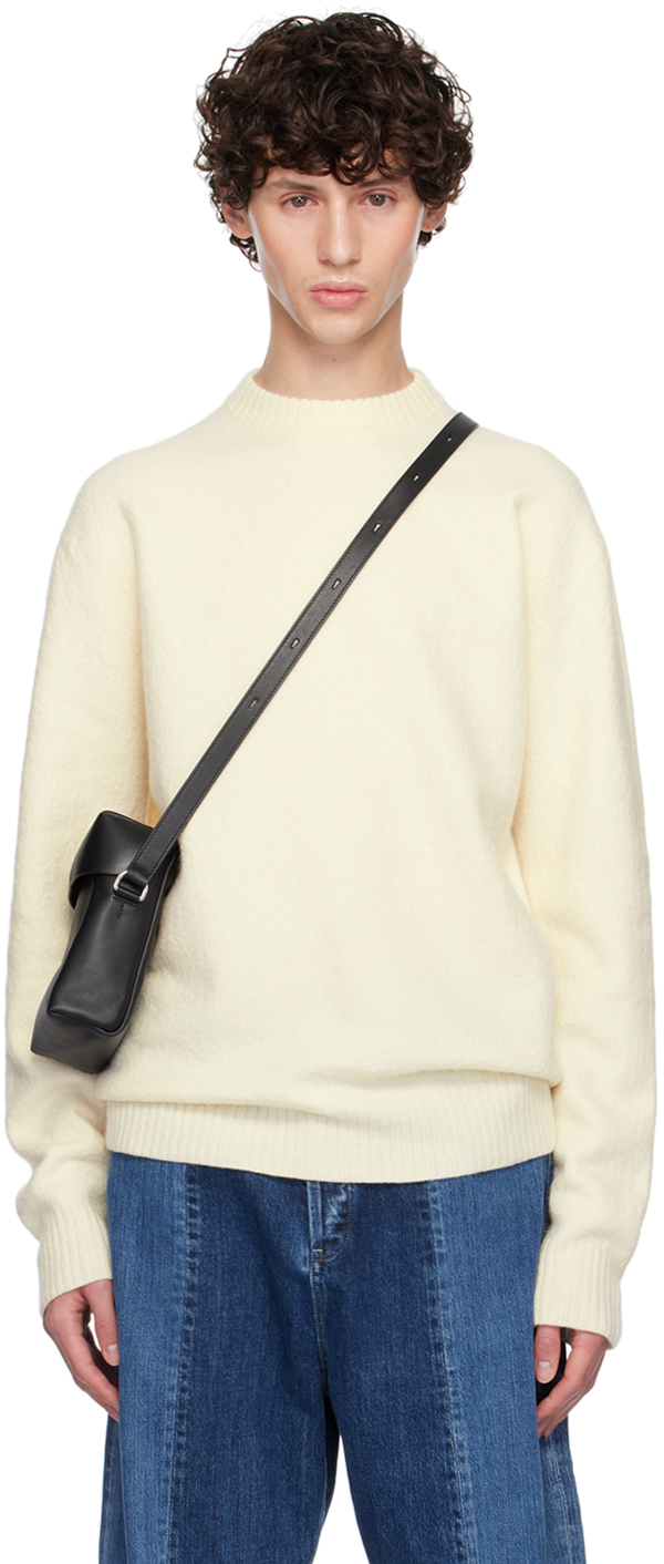 Shop Jil Sander Off-white Crewneck Sweater In 107 Cloud