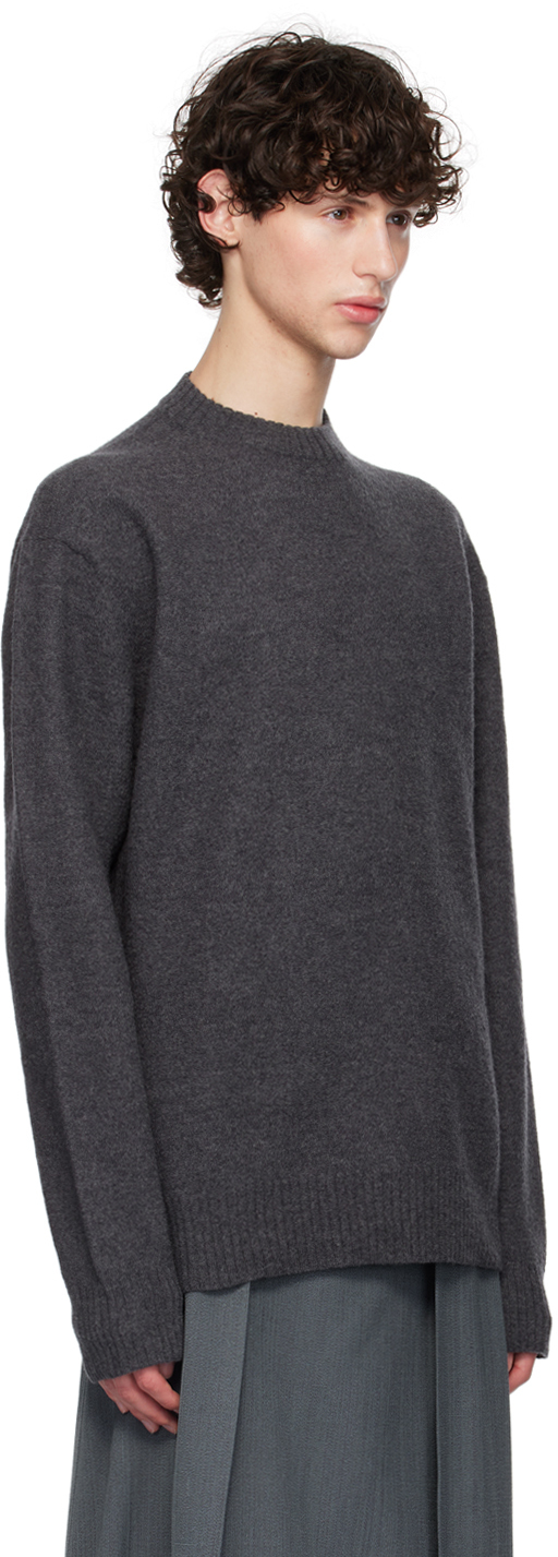 Jil Sander Gray Crewneck Sweater In 032 Ash Grey
