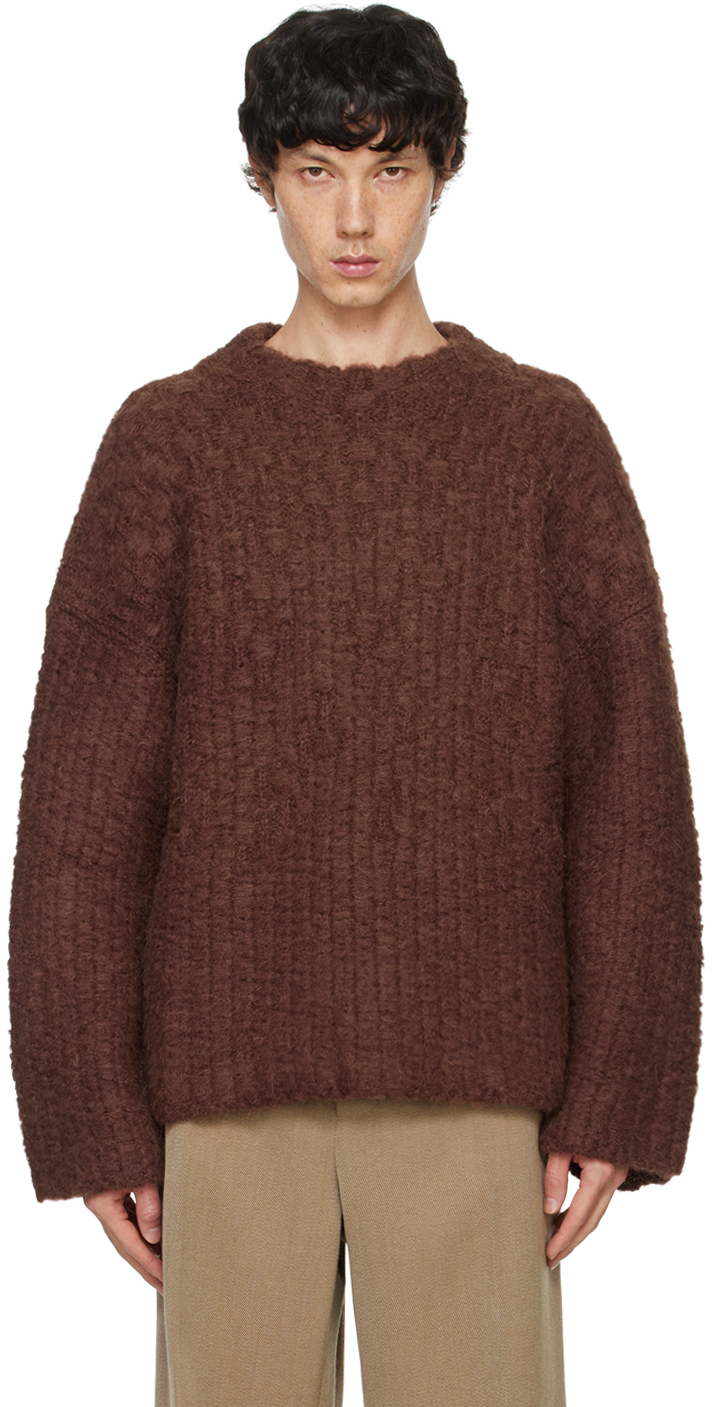 Jil Sander Chunky-knit Mock-neck Jumper In 205 Dark Earth