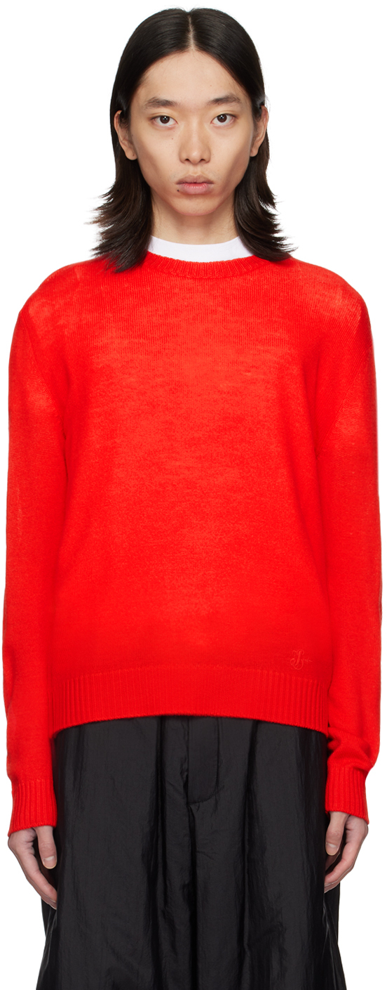 Jil Sander Crewneck Knitted Jumper In 624 Bright Red