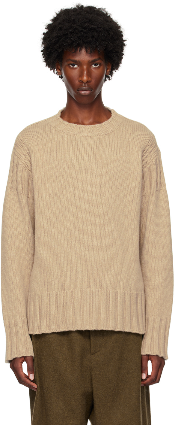 Shop Jil Sander Taupe Crewneck Sweater In 233 Sand Stone