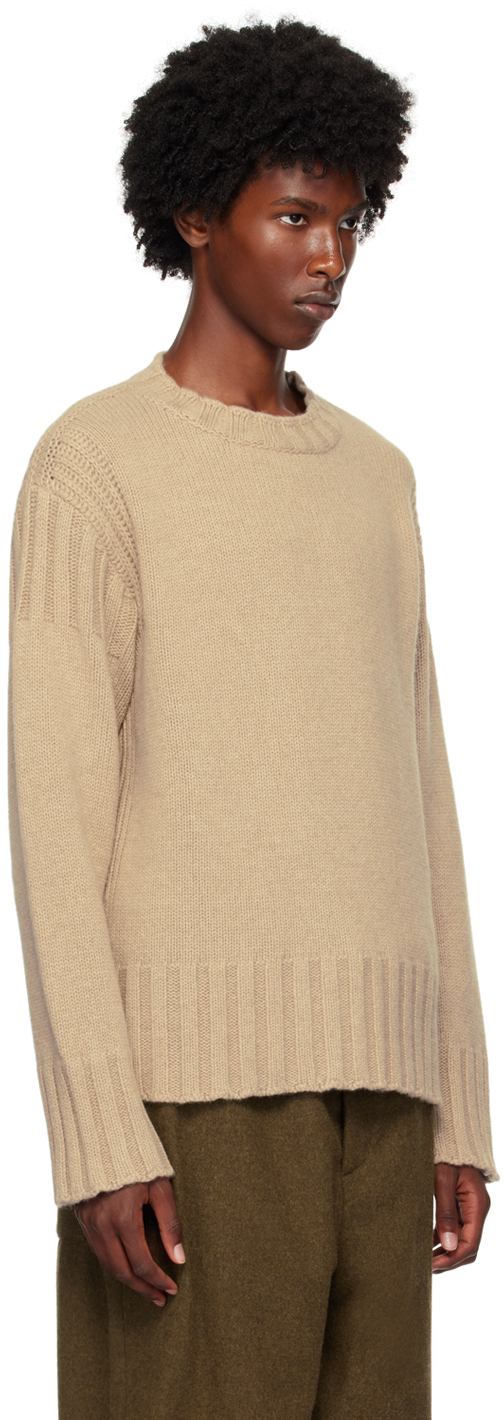 Jil Sander Taupe Crewneck Sweater In 233 Sand Stone