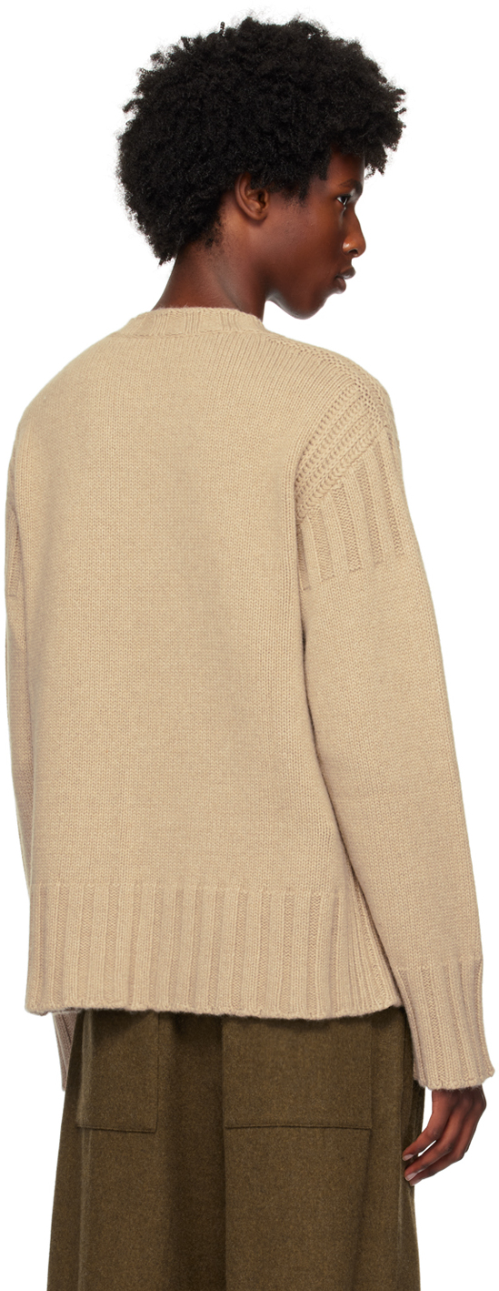 Jil Sander Taupe Crewneck Sweater In 233 Sand Stone