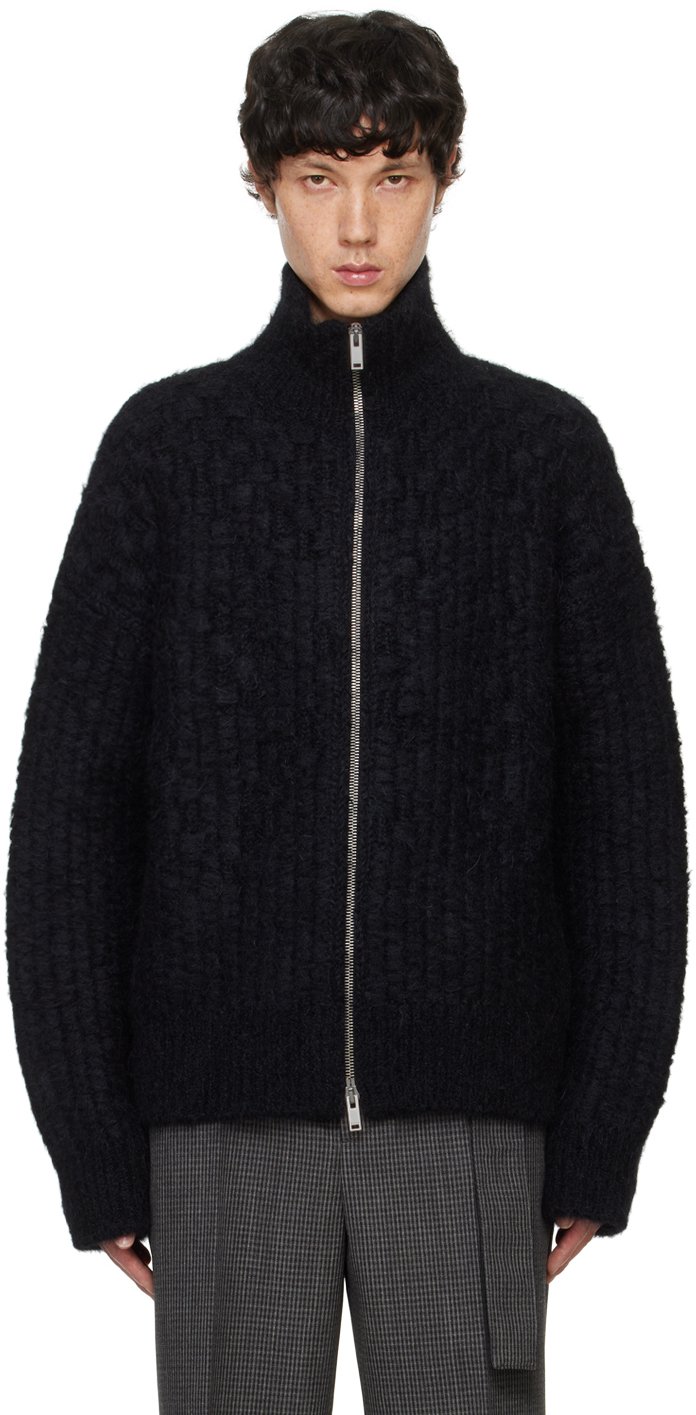 Shop Jil Sander Black Zip-up Sweater In 001 Black