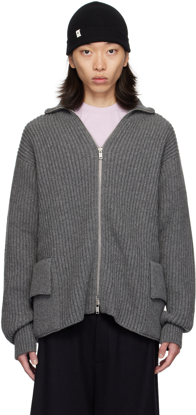 Shop Jil Sander Gray Zip Sweater In 038 Silver Grey