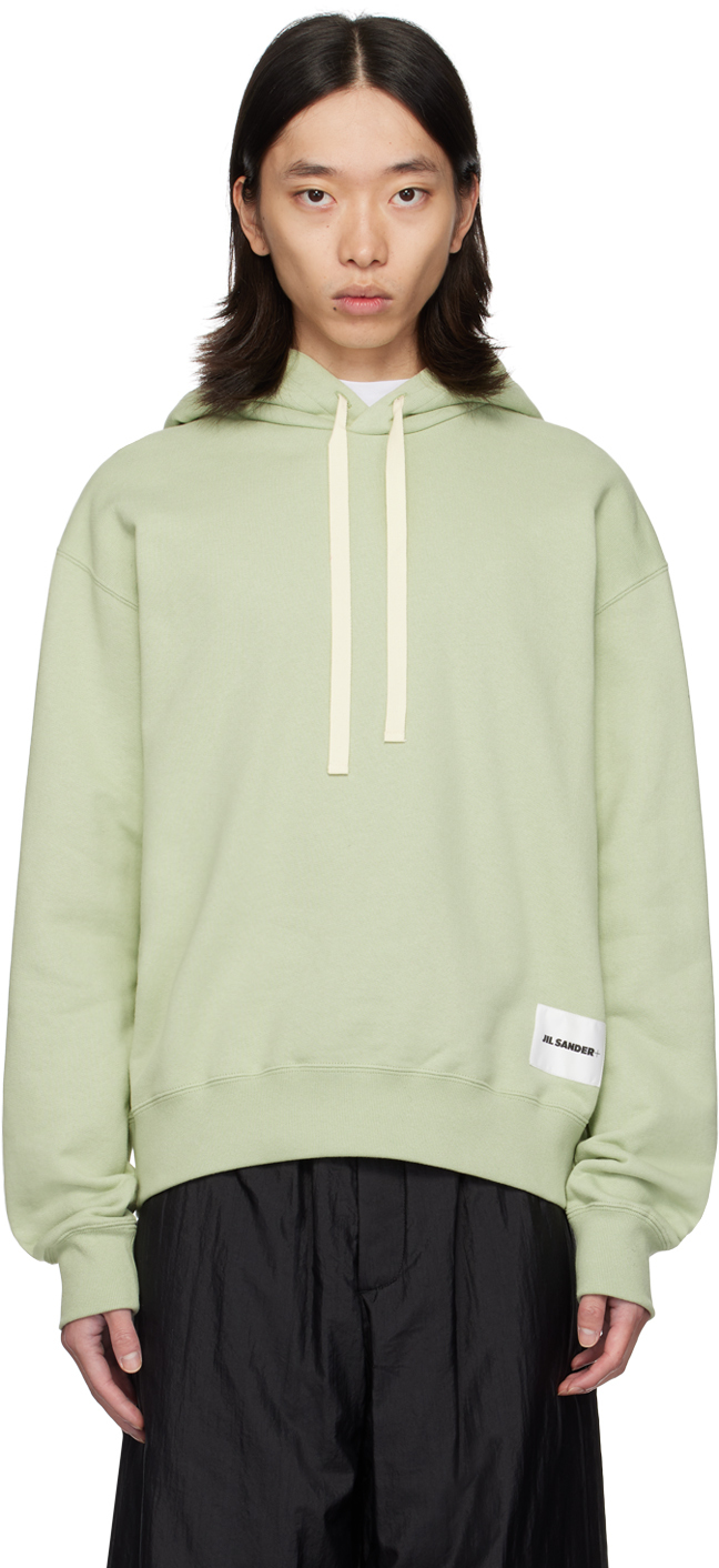 Shop Jil Sander Green Logo Patch Hoodie In 334 Apple