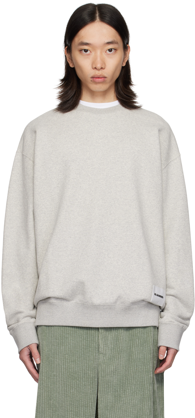 Shop Jil Sander Gray Logo Patch Sweatshirt In 052 Powder Green