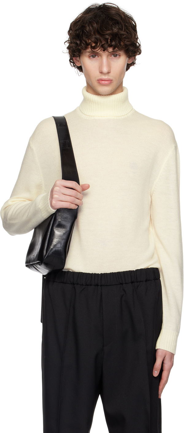 Shop Jil Sander Off-white Roll Neck Turtleneck In 103 Piuma