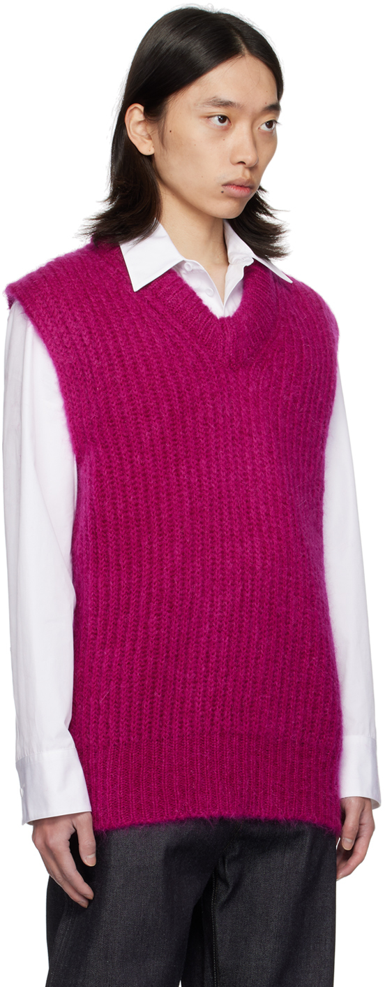 Jil Sander Pink V-neck Vest In 651 Bouganville