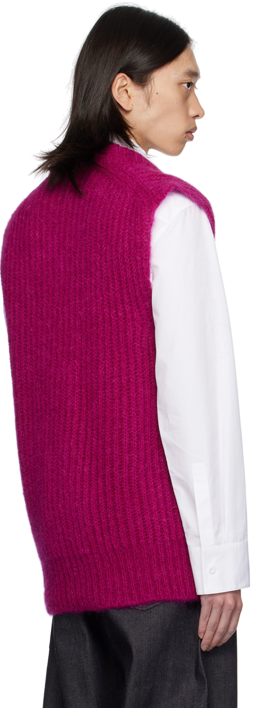 Jil Sander Pink V-neck Vest In 651 Bouganville