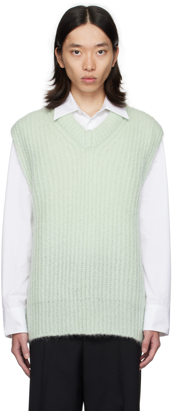 Shop Jil Sander Green V-neck Vest In 335 Mint