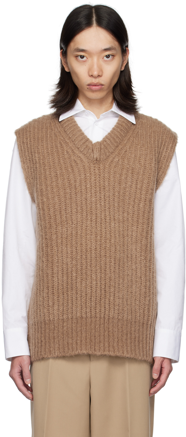 Shop Jil Sander Brown V-neck Vest In 216 Meadow