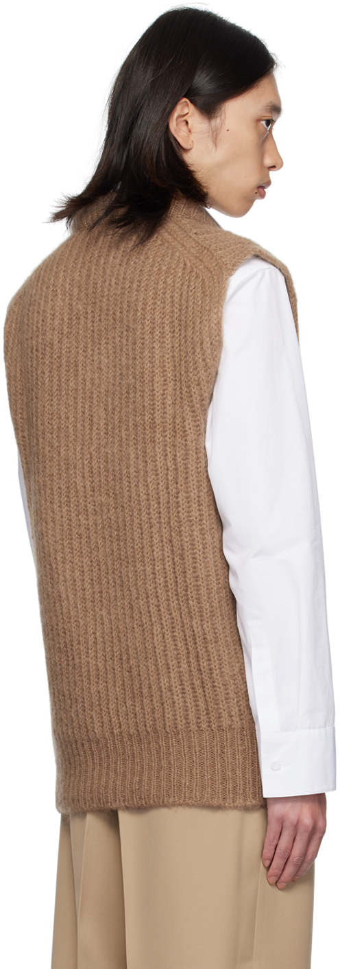 Jil Sander Brown V-neck Vest In 216 Meadow