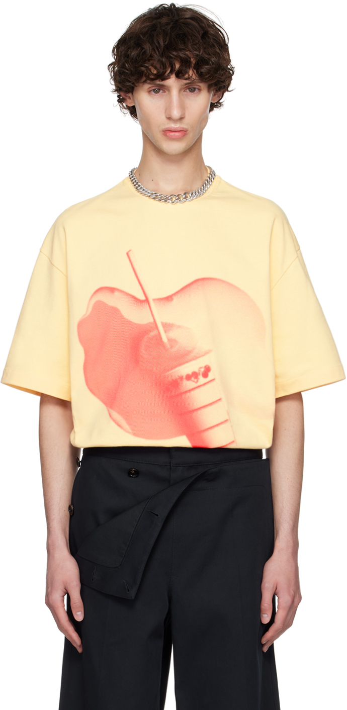 Shop Jil Sander Yellow Printed T-shirt In 286 Twizzlers