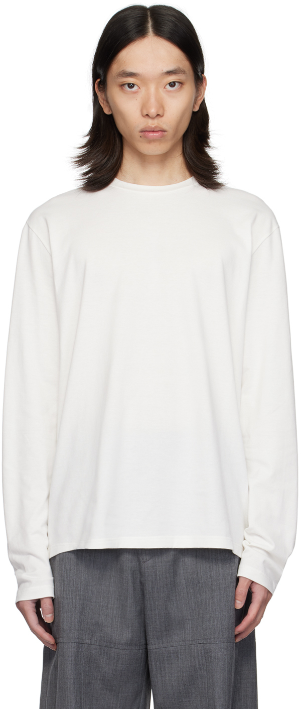 Jil Sander クルーネック長袖tシャツ ホワイト SS24 Jil Sanderのホワイト クルーネック 長袖Tシャツがセール中