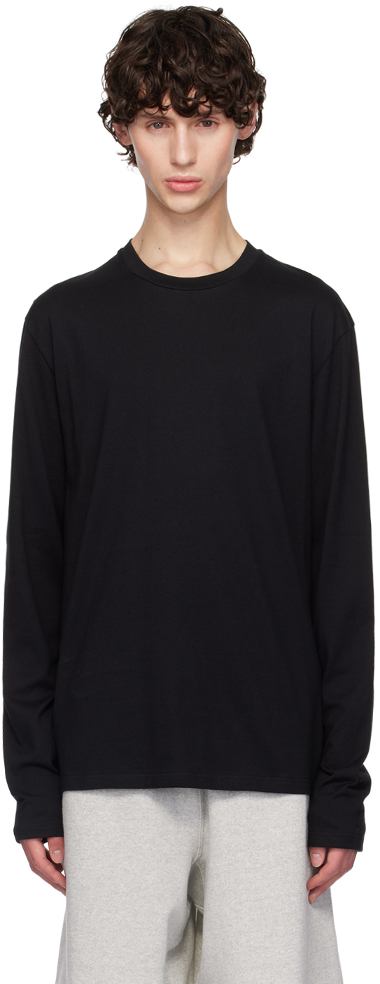 Shop Jil Sander Black Crewneck Long Sleeve T-shirt In 001 Black