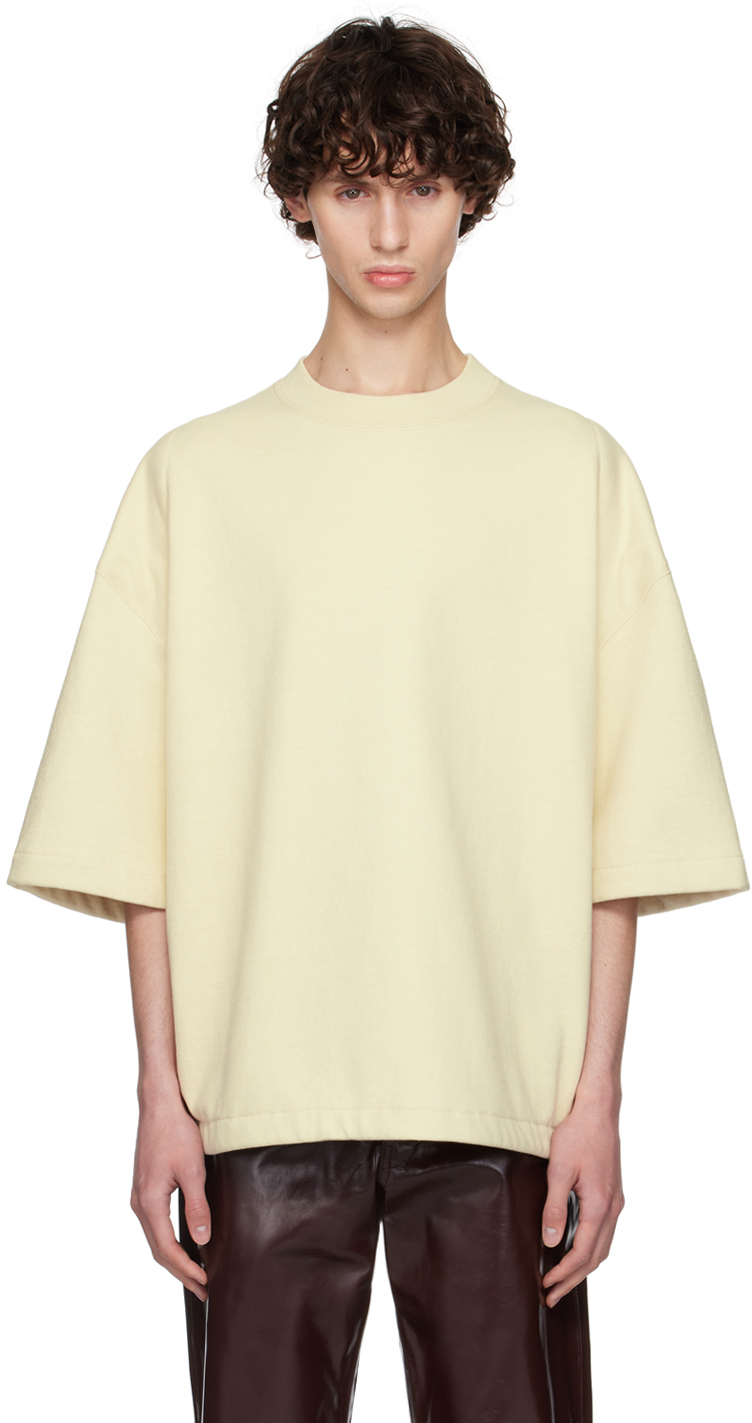 Shop Jil Sander Yellow Padded Shoulders T-shirt In 748 Custard