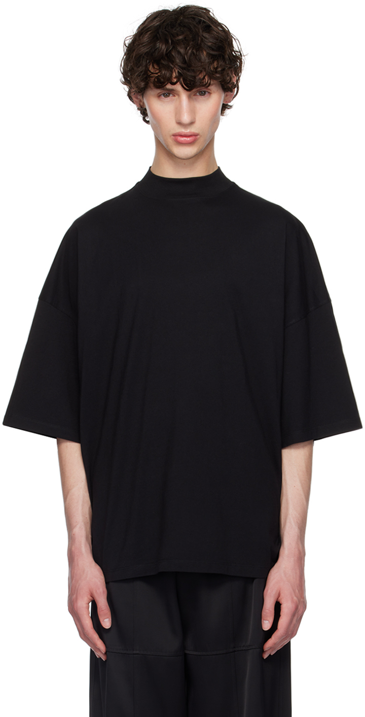 Shop Jil Sander Black Mock Neck T-shirt In 001 Black