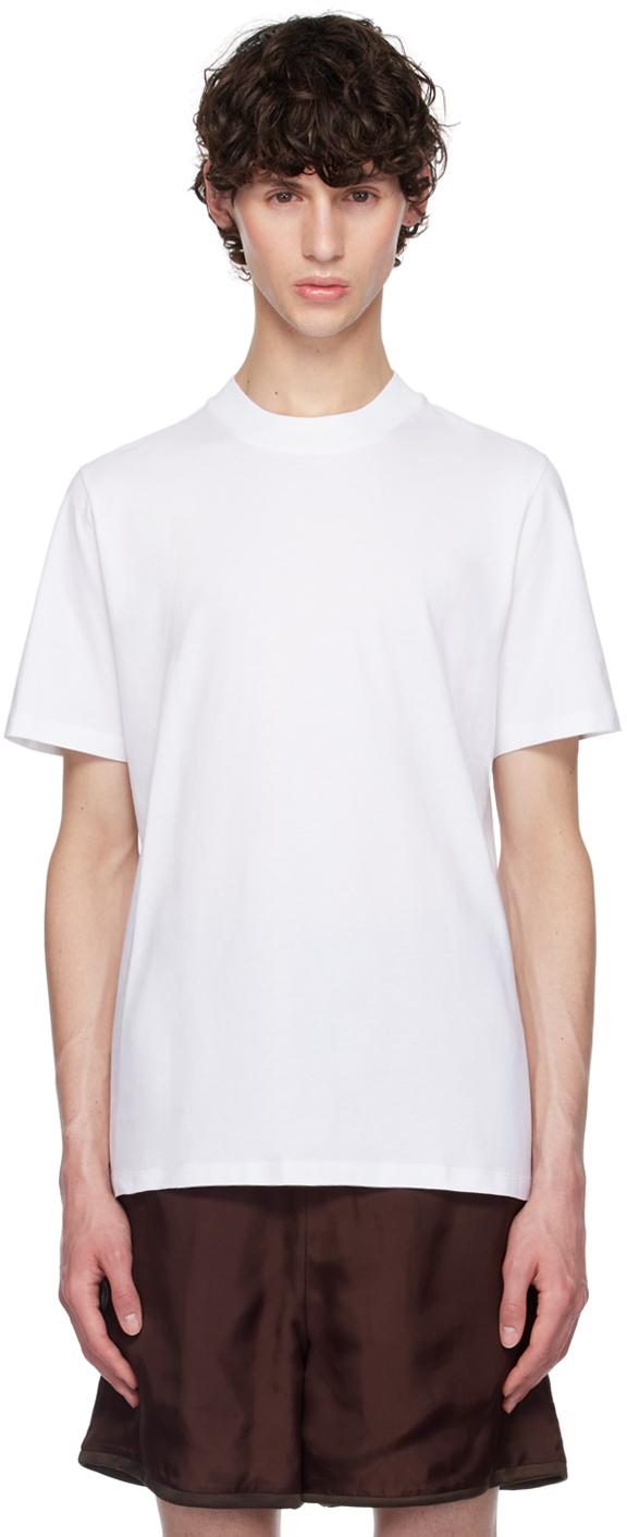 【関税＆送料込み】Jil Sander White Crewneck T-Shirt With L White Crewneck T-Shirt by Jil Sander on Sale