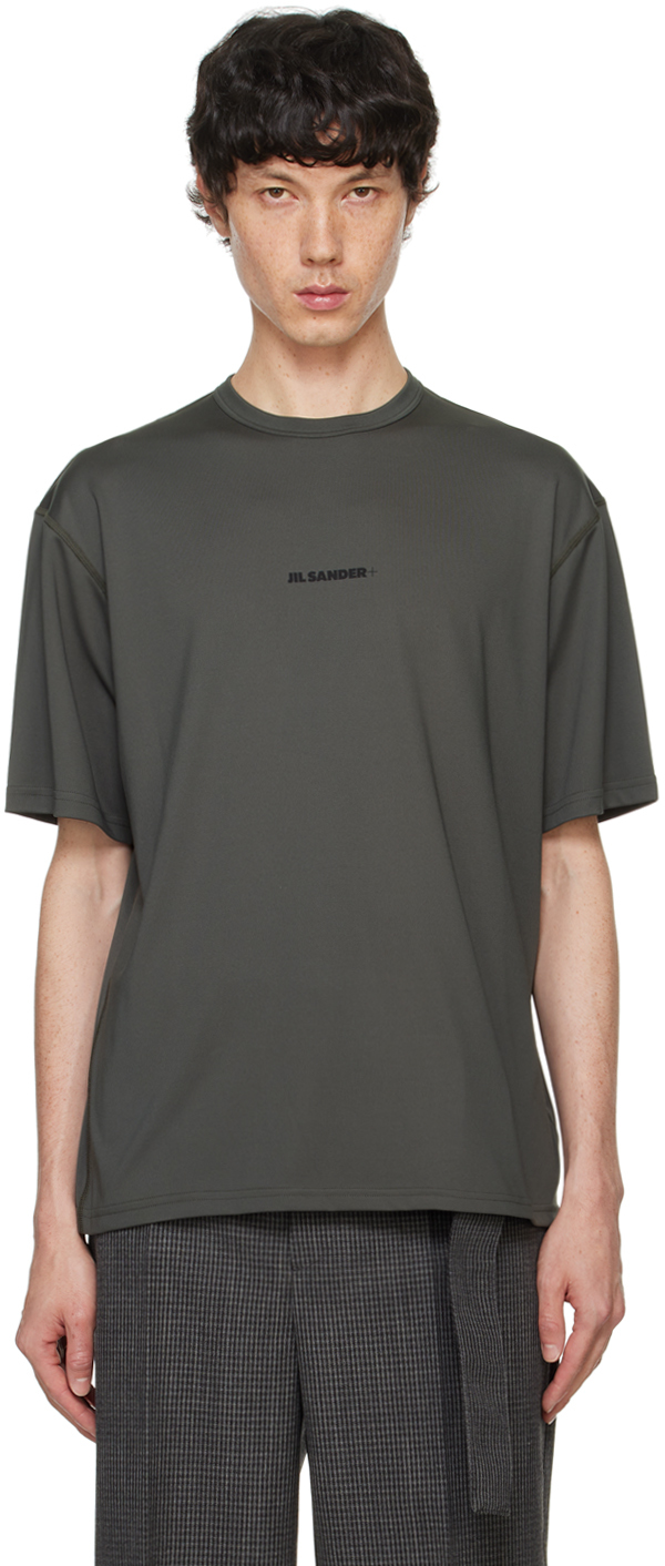 Shop Jil Sander Green Printed-logo T-shirt In 312 Thyme Green