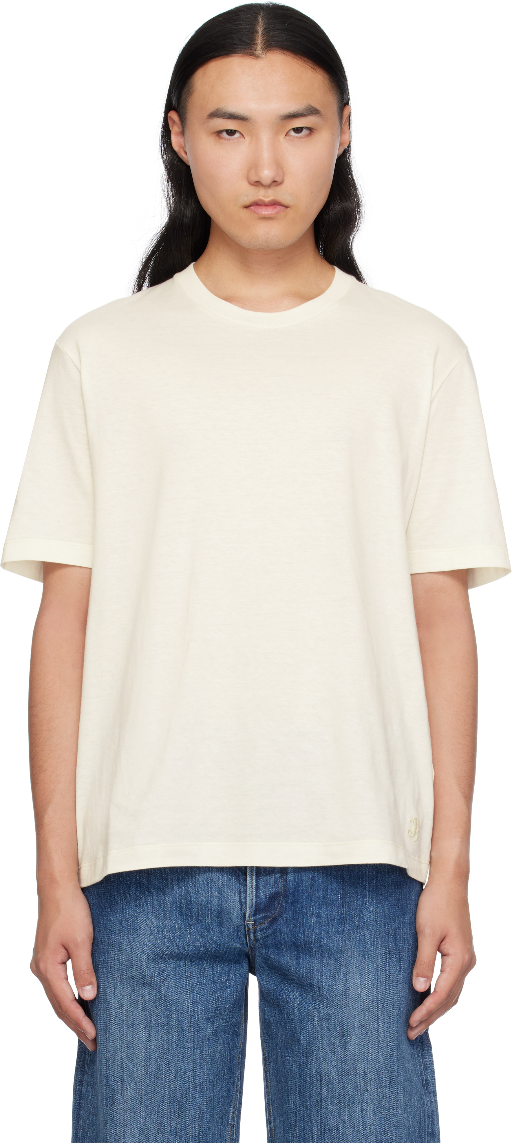 関税送料込★Jil Sanderオフホワイトコットン＆カシミヤ Tシャツ Jil Sanderのオフホワイト コットン＆カシミヤ Tシャツがセール中