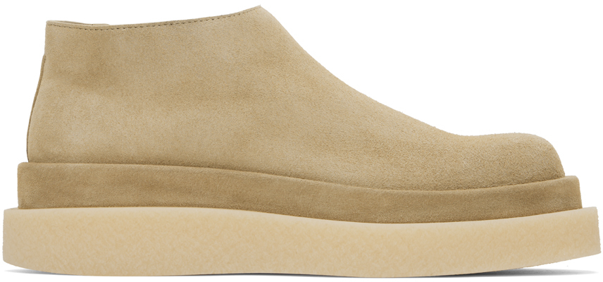 Beige Thick Suede Loafers