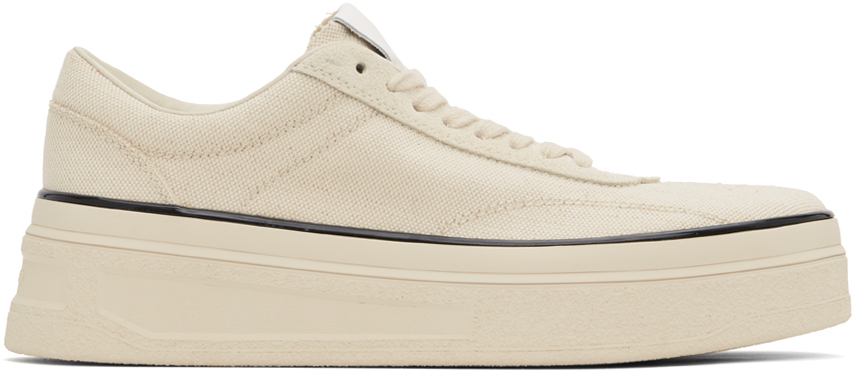 【関税込み】Jil Sander オフホワイト ローカットスニーカー Jil Sanderのオフホワイト ローカットスニーカーがセール中