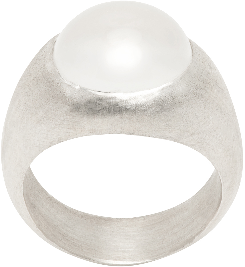 Silver Boulder Moonstone Ring