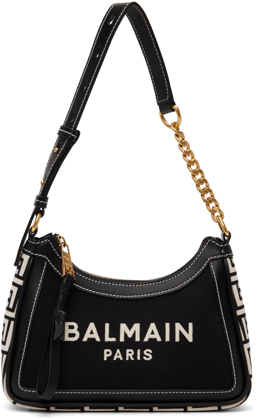 Shop Balmain ブラック B-army モノグラム バッグ In Gfe Ivoire/noir