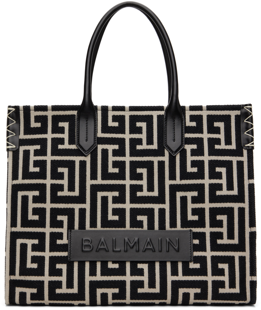 Black & White B-Army 42 Monogrammed Jacquard Tote