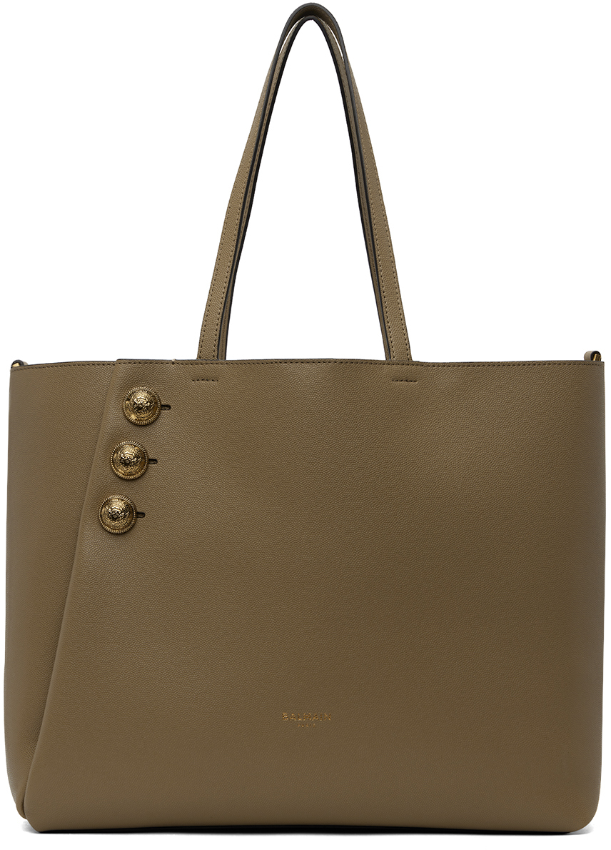 Taupe Emblème Grained Calfskin Tote