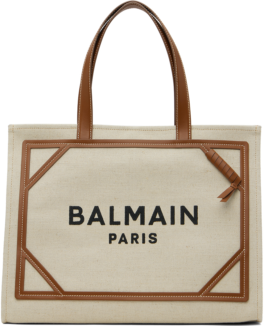 Balmain: Beige B-Army 42 Canvas Tote | SSENSE