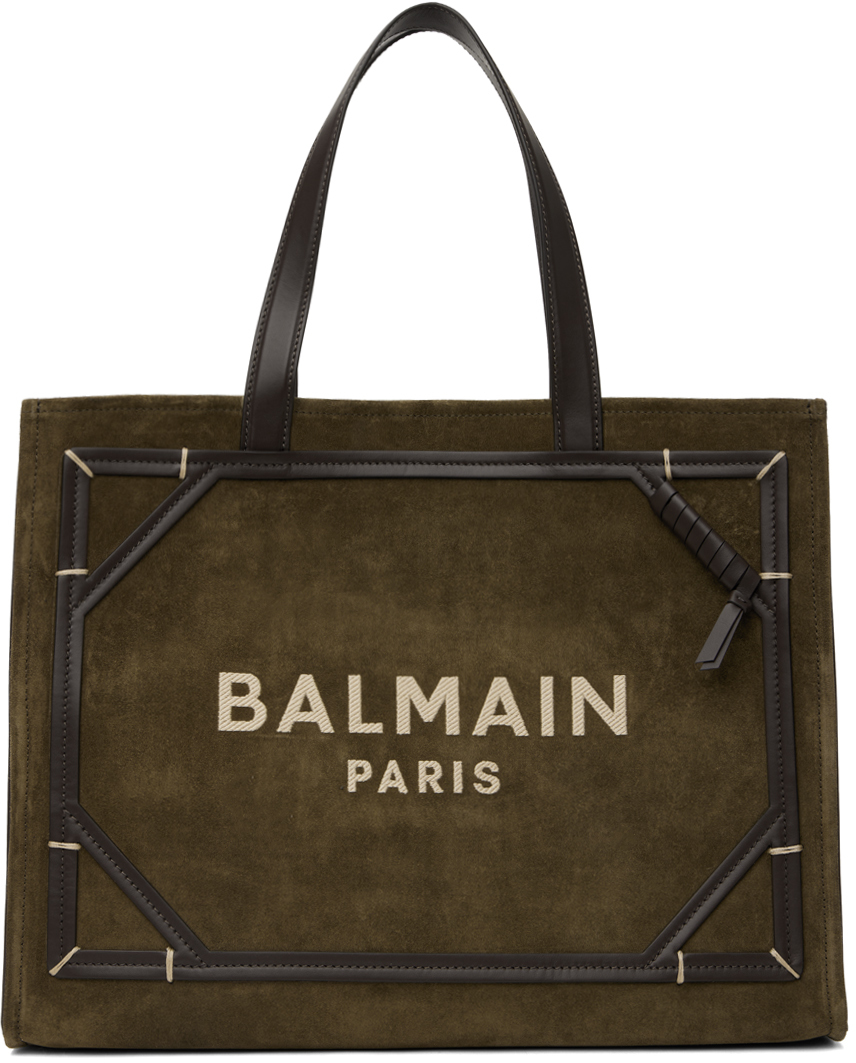 BALMAIN カーキ B-ARMY ショッパートート 