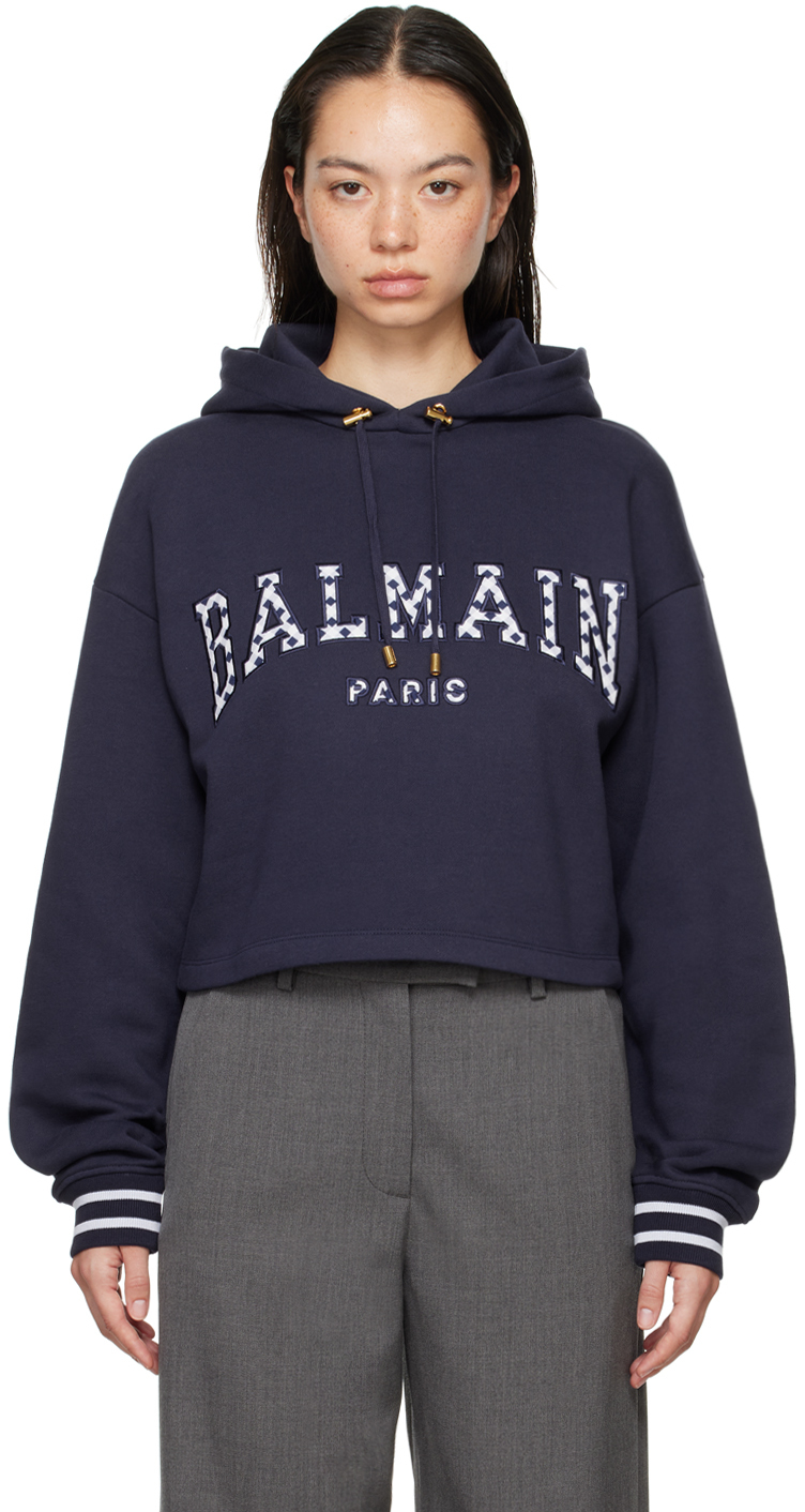 【関税込み】Balmain ネイビー Pierre Balmain フーディ Balmain introduces new logo and monogram - FashionNetwork